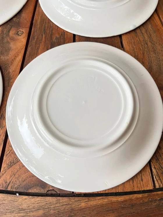 Image 1 of Set of 6 TRECI Italy dessert plates - Hand-painted porcelain vintage cherries