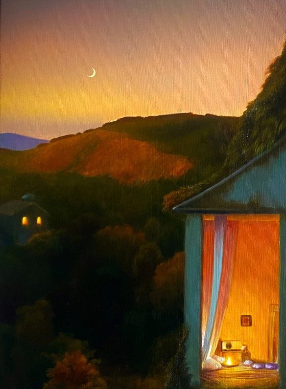 Original Oil Painting Symbolism House Be a Light in the Darkness – Paintings & Drawings, Canvas (photo 2 of 7)