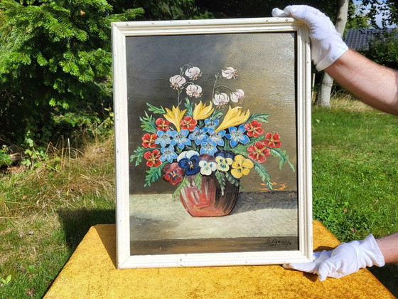 Vintage Floral Oil Painting by Th. Agerup – Paintings & Drawings, Canvas (photo 2 of 10)