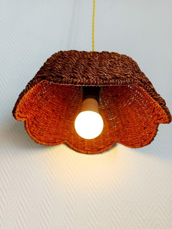 Image 1 of 2x vintage wicker flower hangings