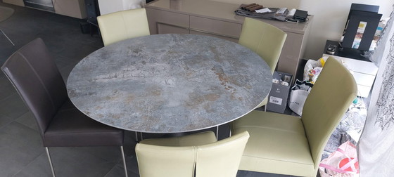 Image 1 of Round dining table by Bert Plantagie. Ceramic with glass.