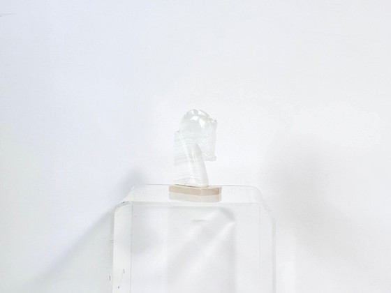 Vintage Onyx Horse Head, Decorative Natural Stone Bookend, Sculpture, Crystal, Transparent, Modern (photo 3 of 11)