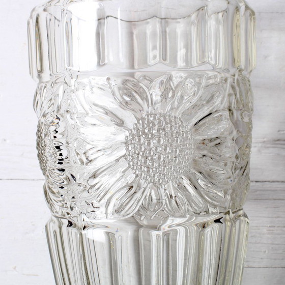 Image 1 of Large Vintage Sunflower Glass Vase: Bohemia Glass, Czech Republic, 1960s
