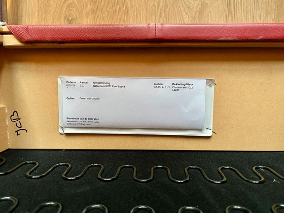 Image 1 of Gelderland Lucca 6772 – 2 fauteuils en cuir + 2 poufs – Cuir rouge