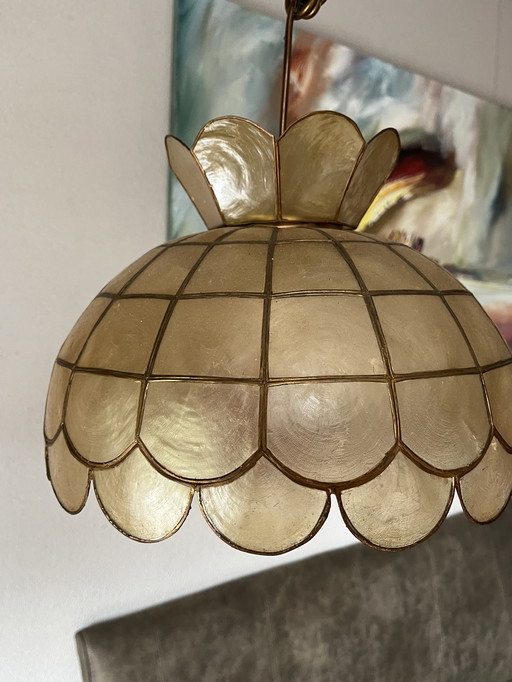 Vintage Capiz shell pendant lamp - Ø 35 cm.