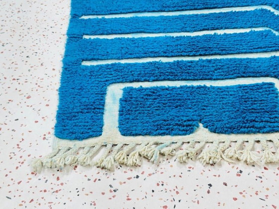 Alfombra marroquí Beni Ouraine hecha a mano, azul tradicional, tamaño 2/3 m – Aime Té, Wool (photo 7 of 9)