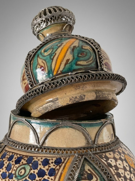 Große marokkanische Potiche aus Keramik und Metall – 38 cm – Dekorative Objekte, Ceramic (photo 10 of 15)