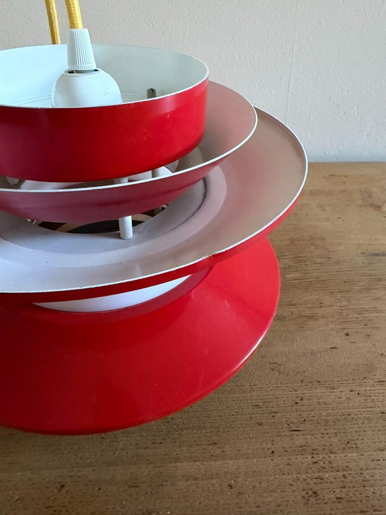 Vintage Carl Thore Trava hanglamp - Zweedse designlamp, Granhaga, Hanglampen, Aluminium, Rood (foto 7 van 10)