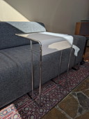 Vintage Modernist Side Table – Chrome & White – Uniquely Curved Design
