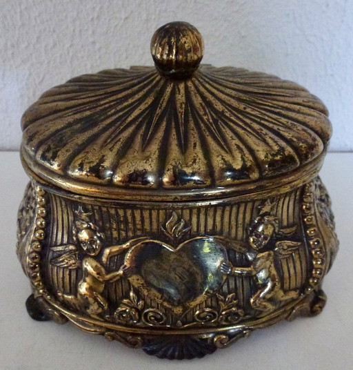 Old jewelry box with putti holding a heart!!