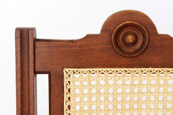 Image 1 of Silla de comedor belga antigua, silla de mimbre restaurada, madera maciza de haya, c. 1930.