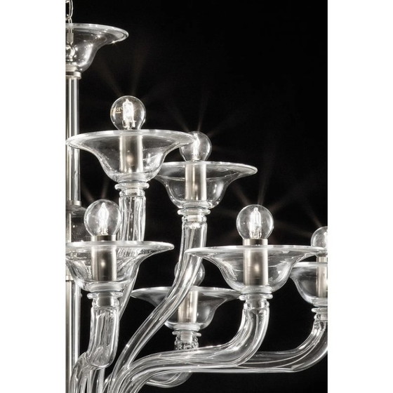 Image 1 of Luxuriöser Kronleuchter aus transparentem Muranoglas – Modernes lineares Design