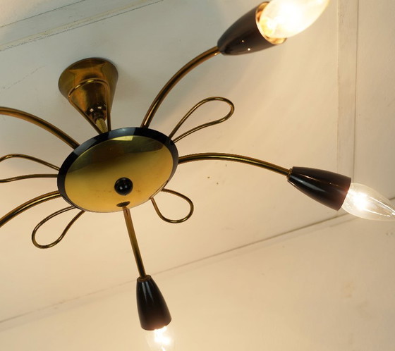 Bellissima PLAFONIERA ragno Sputnik Mid Century anni '50 Ottone Metallo Plastica Stile Mid Century Stilnovo (photo 13 of 13)