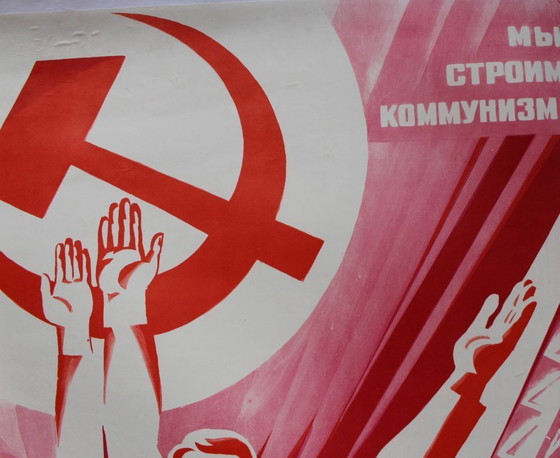 Image 1 of Original Soviet propaganda poster canvas 1973