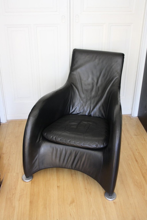 Set di 2 poltrone Montis Loge, in pelle rossa e nera