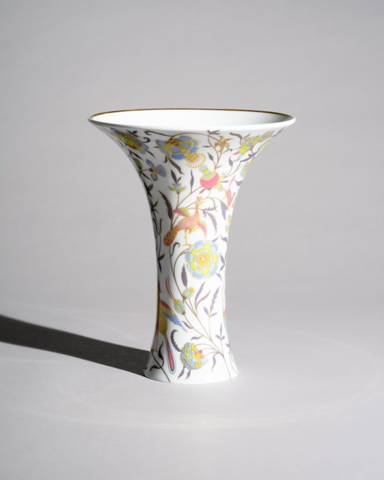 Image 1 of Jarrón de porcelana Rosenthal “Classic Rose” con motivos florales y de pájaros, Alemania, años 80.