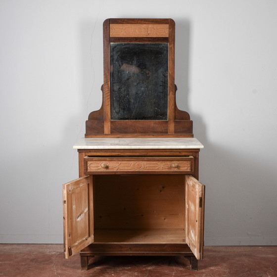 Small vanity cabinet with mirror and marble top – Sideboard, Wood, Klassiek (photo 2 of 20)