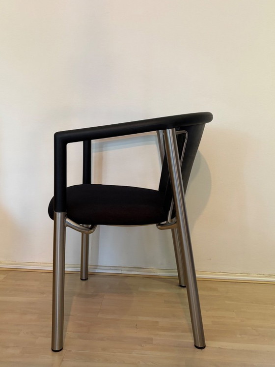 Flexform design stoel, Zwart met geborsteld staal. – Vergaderstoel, Plastic (photo 10 of 11)