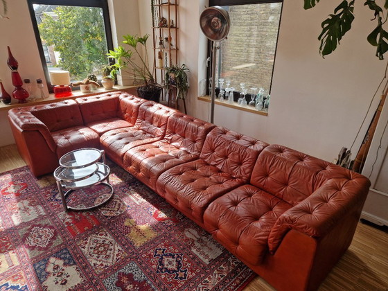 Image 1 of Divano in pelle vintage - rosso/arancio