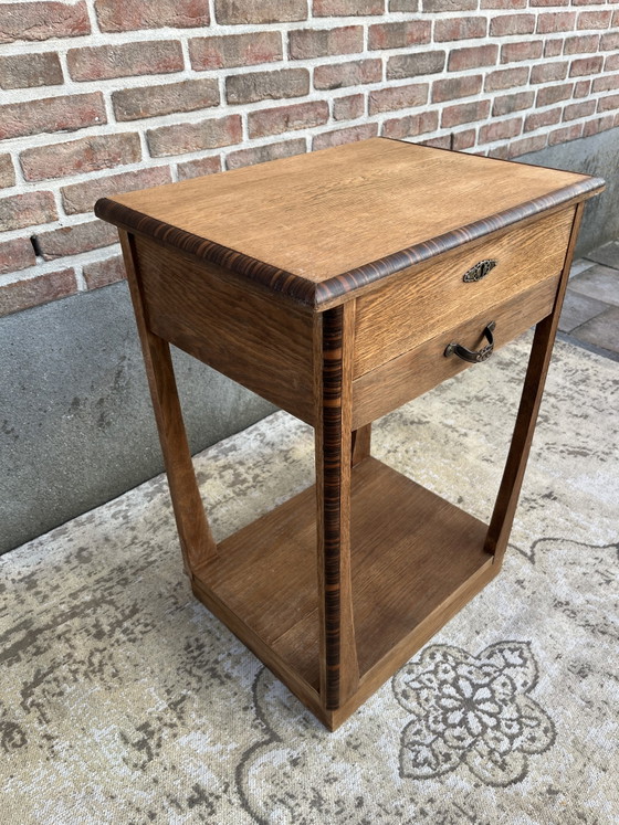 Vintage Antiek Art Deco Eikenhouten Bijzettafeltje Naaitafeltje – Wood (photo 3 of 8)