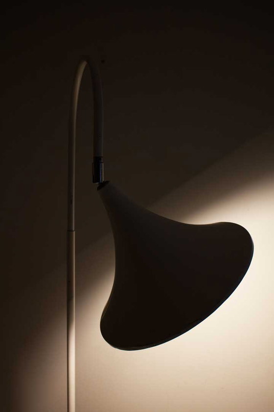 Image 1 of 80's Herda Floor Lamp White with Trumpet Shade