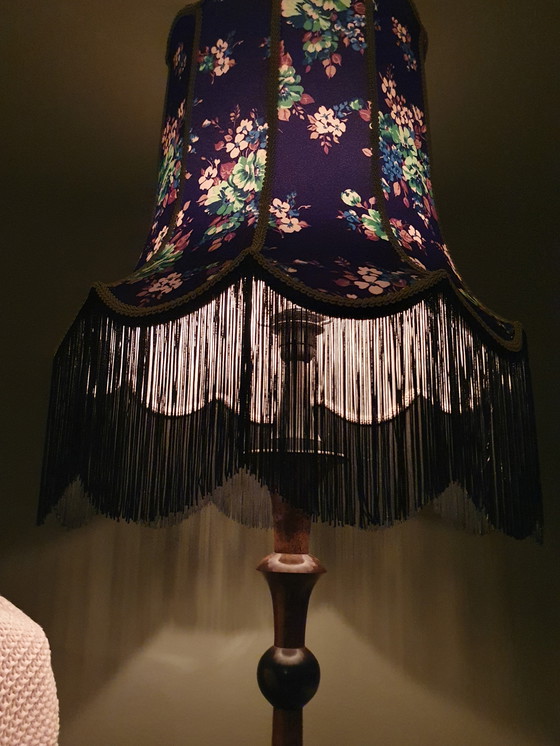 Image 1 of Bellissimo paralume e federa fatti a mano in tessuto vintage