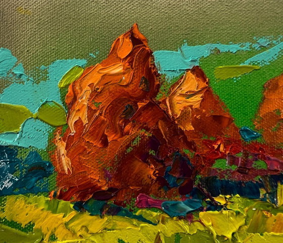 Original Oil Painting Evening Sky Landscape Summer Fields – Paintings & Drawings, Canvas (photo 7 of 8)