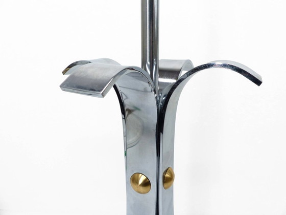 Image 1 of Lampvoet van verchroomd staal met vier poten, in de stijl van het ruimtetijdperk uit de jaren 70