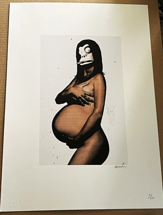 Banksy (1974) - Danger Monkey Pregnant - Barely Legal – Litho's & Zeefdrukken, Paper (photo 6 of 6)