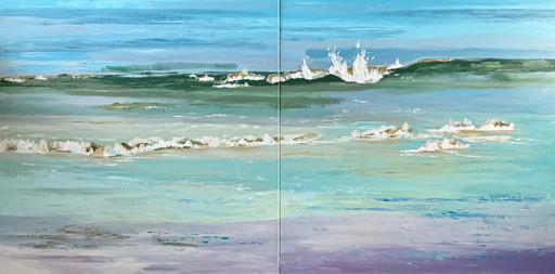 Roads – panoramic semi-abstract seascape | diptych