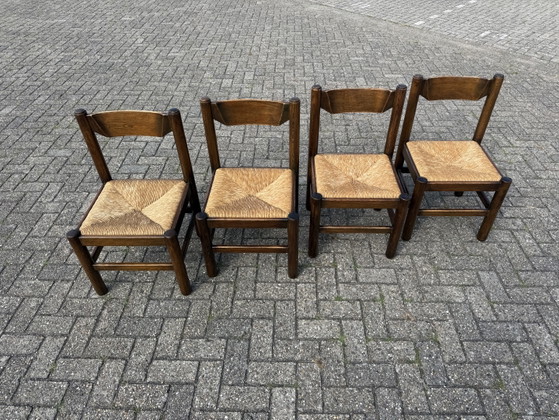 4x Vico Magistretti Eettafel Set – Eetkamerstoelen, Wood, Wicker (photo 7 of 14)