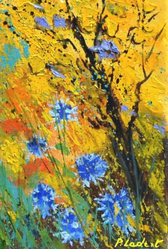 Blue Cornflowers – P. Ladent, Peintures et dessins, Canvas (photo 4 of 5)