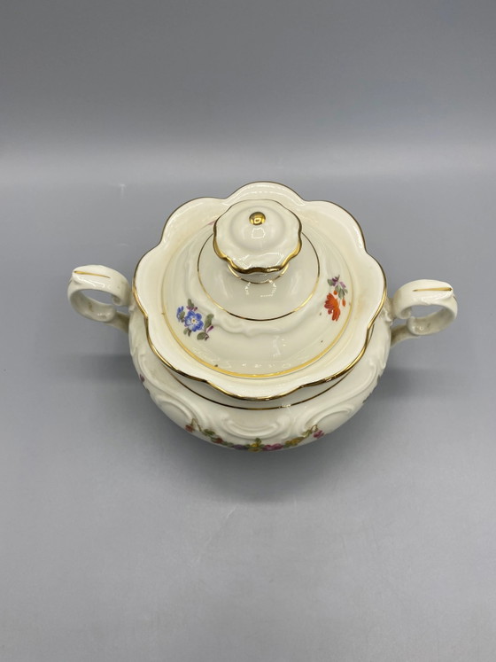 Schumann Arzberg Bavaria Polychrome Floral Porcelain Covered Sugar Bowl – Decorative Objects, Klassiek (photo 4 of 8)