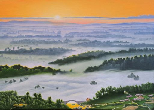 Evening mist in Italy