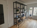 Vintage steel Art Deco wall unit with slate shelves