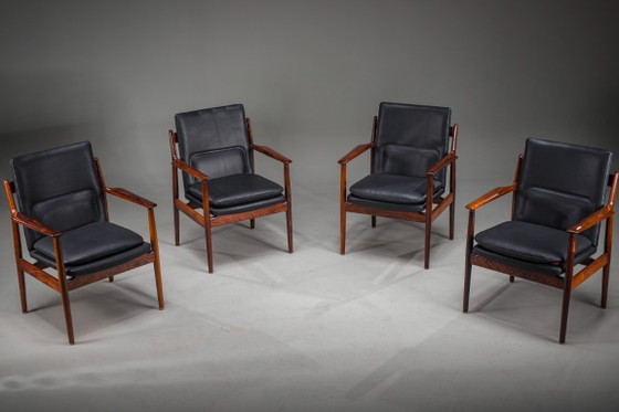 Image 1 of Dänische Modell 431 Sessel aus Leder von Arne Vodder für Sibast Møbler, 1960er, 4er-Set