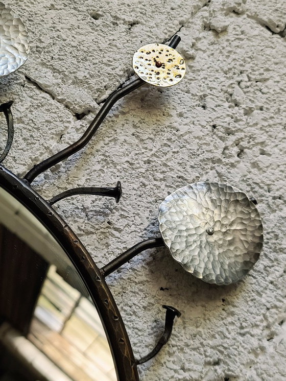 Image 1 of Handgemaakte zonnespiegel - uniek stuk ijzer messing aluminium