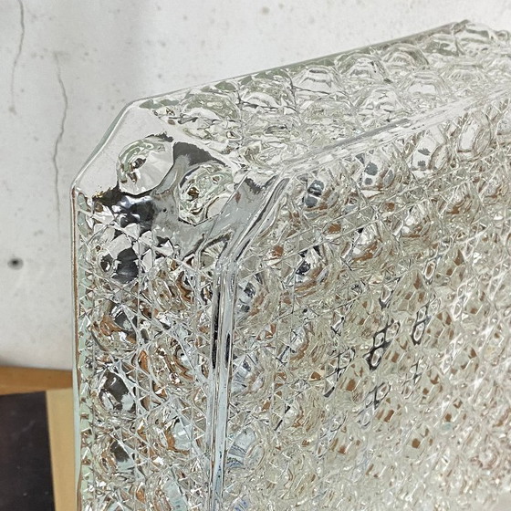 Large Square Wall Sconce Ceiling Light Clear Glass Vintage Light Fixture 1970s 1980s – Wall lights (photo 6 of 9)