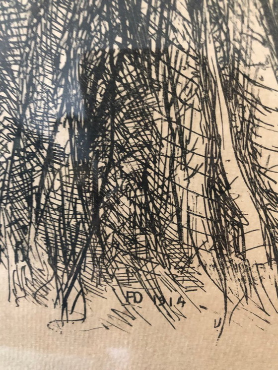 Image 1 of Original Expressionist Etching, 1914 – Contemplative Portrait of an Elderly Man