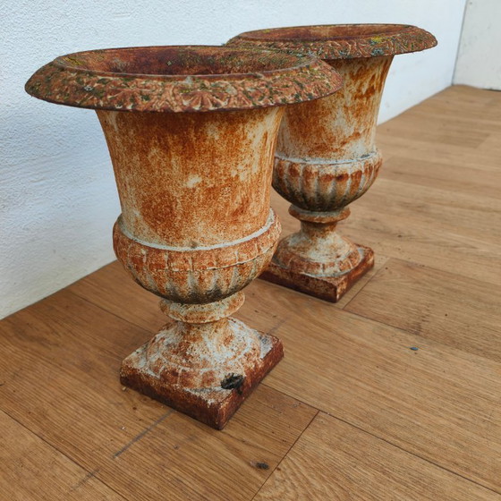 Image 1 of Gietijzeren tuinvazen, plantenbakken bloembakken. Set prijs  