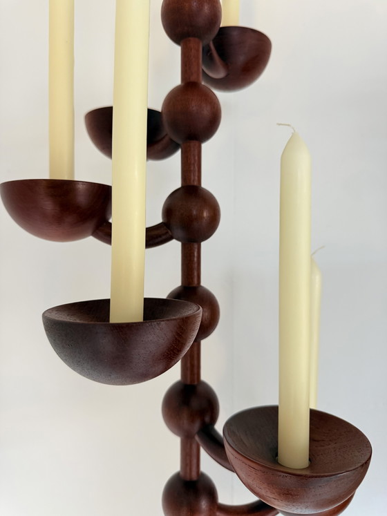 Image 1 of Chandelier suspendu vintage danois en teck, années 1960