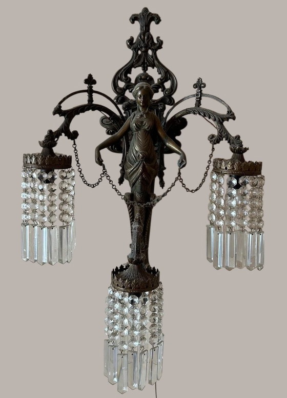 Unique Antique 5-Piece Lamp Set – Frans Rococo, Chandeliers, Bronze (photo 2 of 5)