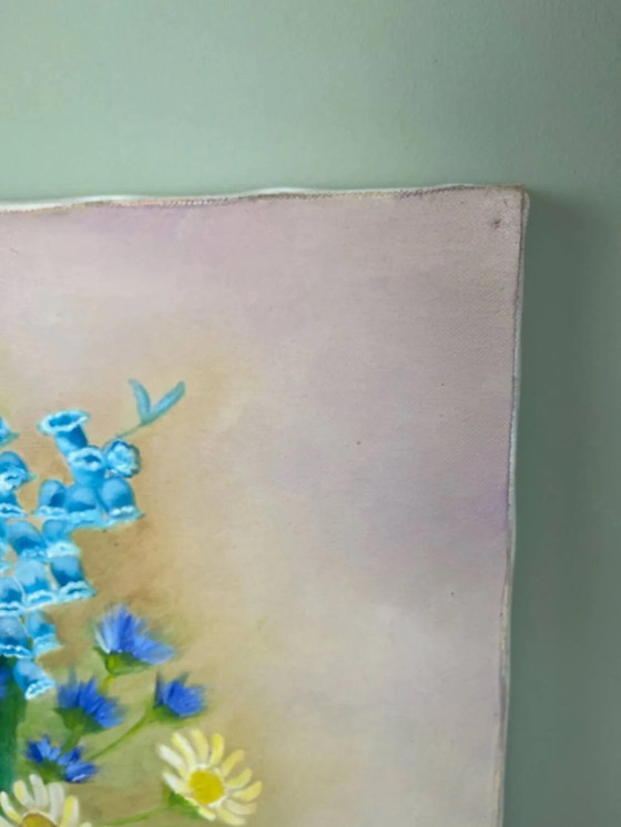 Peinture "Bouquet Bleu" – Peintures et dessins, Canvas, Vintage (photo 10 of 13)