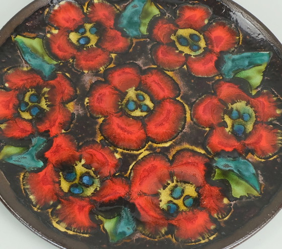 Image 1 of grande ciotola vintage ruscha anni '70 piatto da parete decorazione floreale grasso smalto lavico