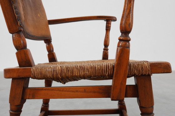 Image 1 of Poltrona in pelle e rovere di Theo Ruth per Artifort, Paesi Bassi, 1940