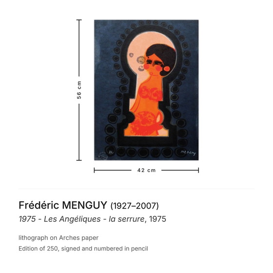 Image 1 of Frédéric MENGUY Die Engel - das Schloss Signierte Lithografie 1975