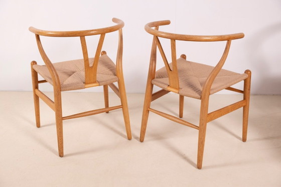 Image 1 of 4 sillas Wishbone de roble CH24 de Hans J. Wegner, década de 1980