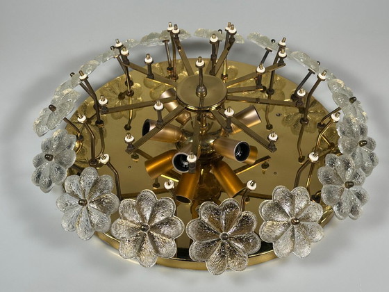 Image 1 of Lampada da soffitto Plafoniere anni '60-'70 Ernst Palme in ottone e vetro Germania