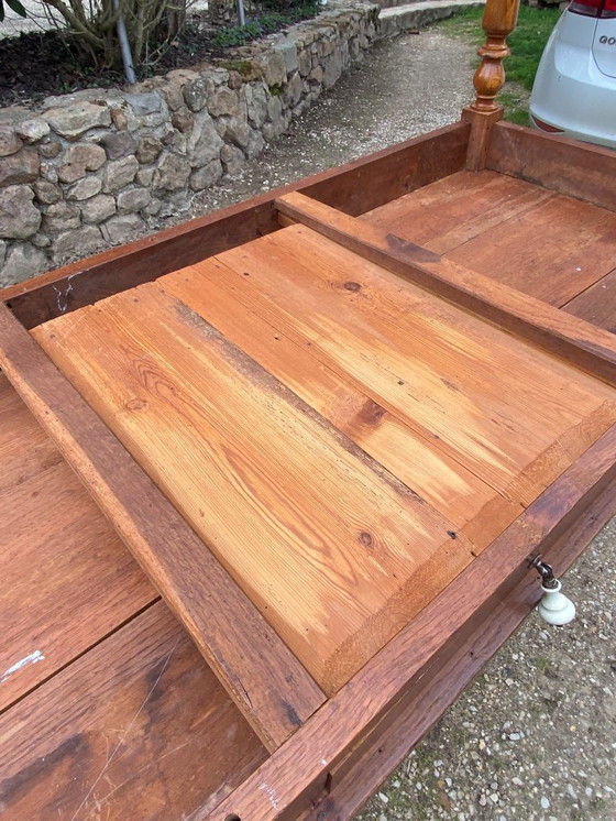 Image 1 of Sam solid oak farmhouse dining table with 1 drawer, circa 1950, 180x74cm