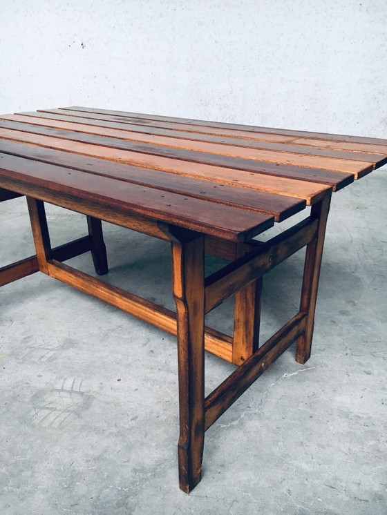 Image 1 of Table de jardin ou de cuisine en bois patiné, design années 1970